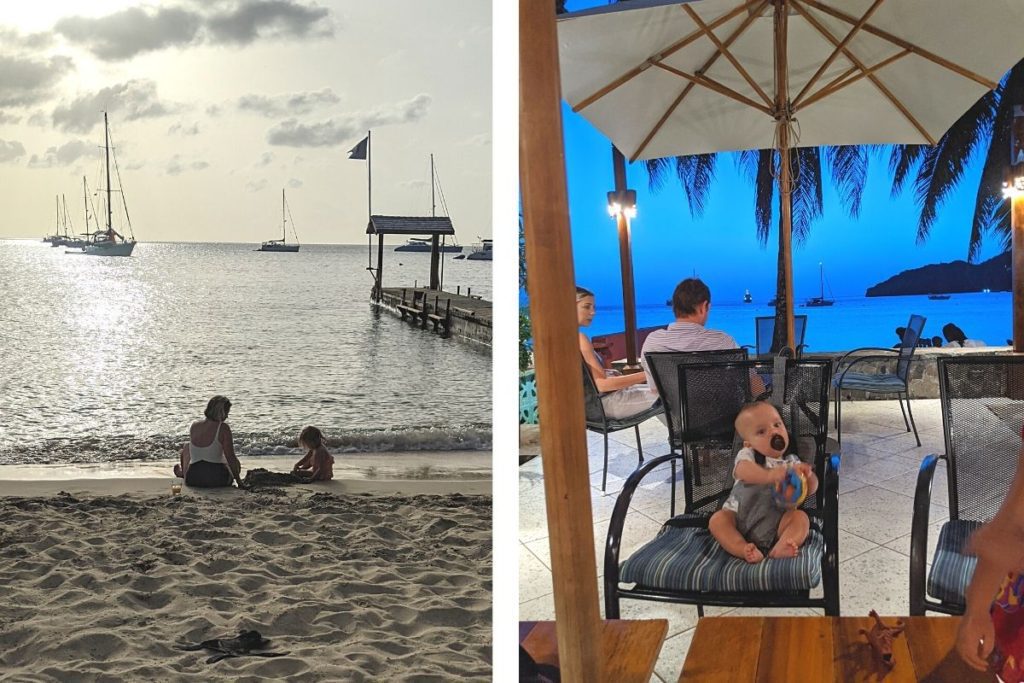 Sunset swim at Jack's Beach Bar followed by dinner at Mac's pizzeria in Bequia