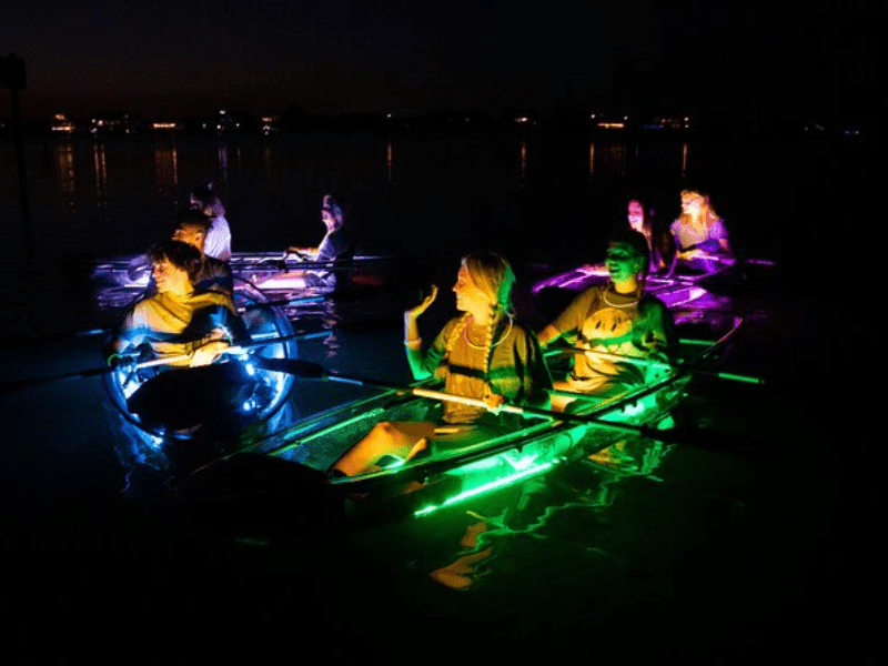 Nighttime glass bottom kayak Key West