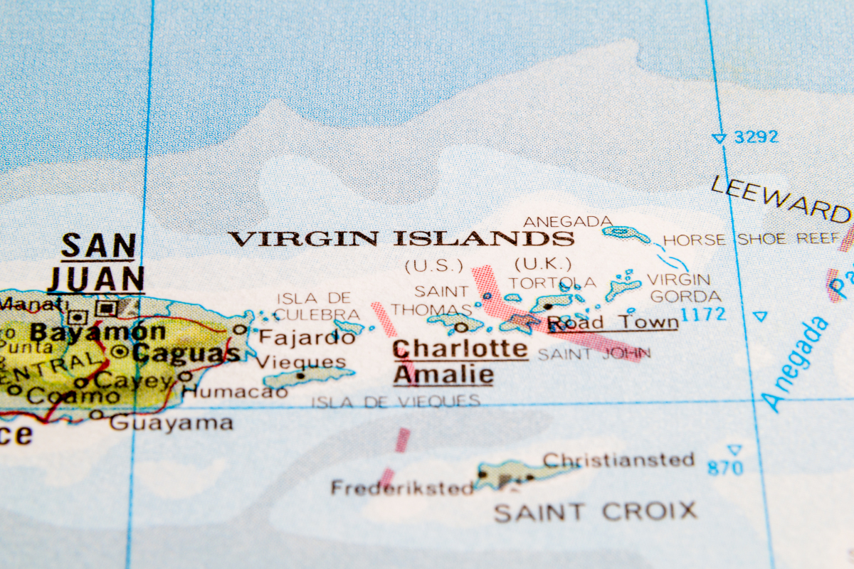 Map showing British Virgin Islands vs US Virgin Islands