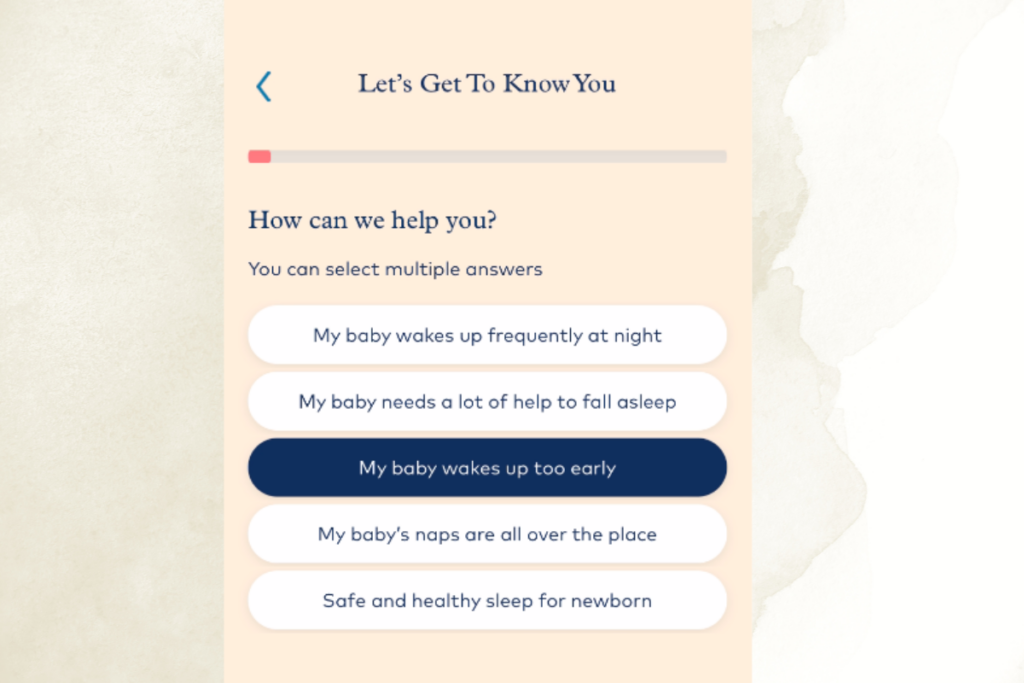 Screen shot of app that helps with toddler sleep and travel