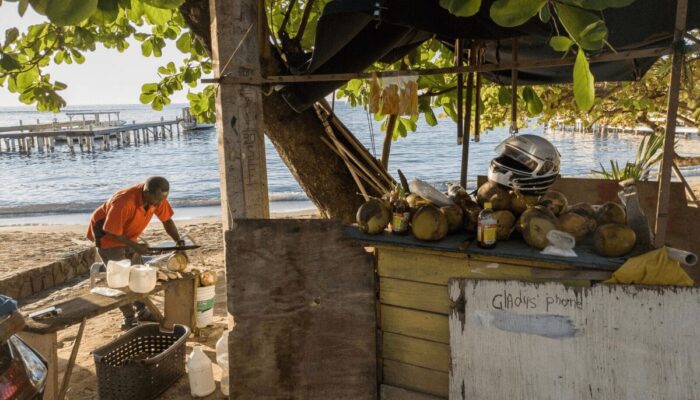 West End, Roatan West End, Roatan - fresh coconut stand for travel to Roatan with kids